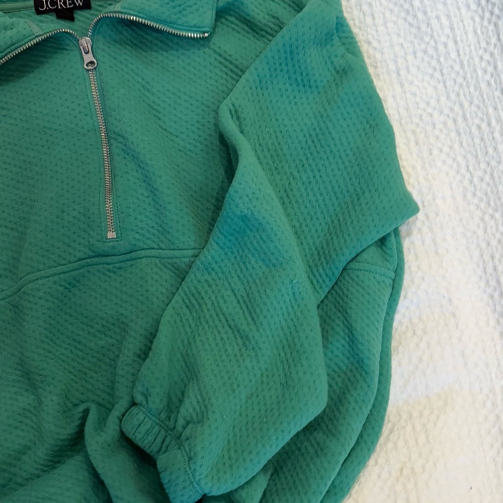 J. Crew Teal Textured Zip Pullover